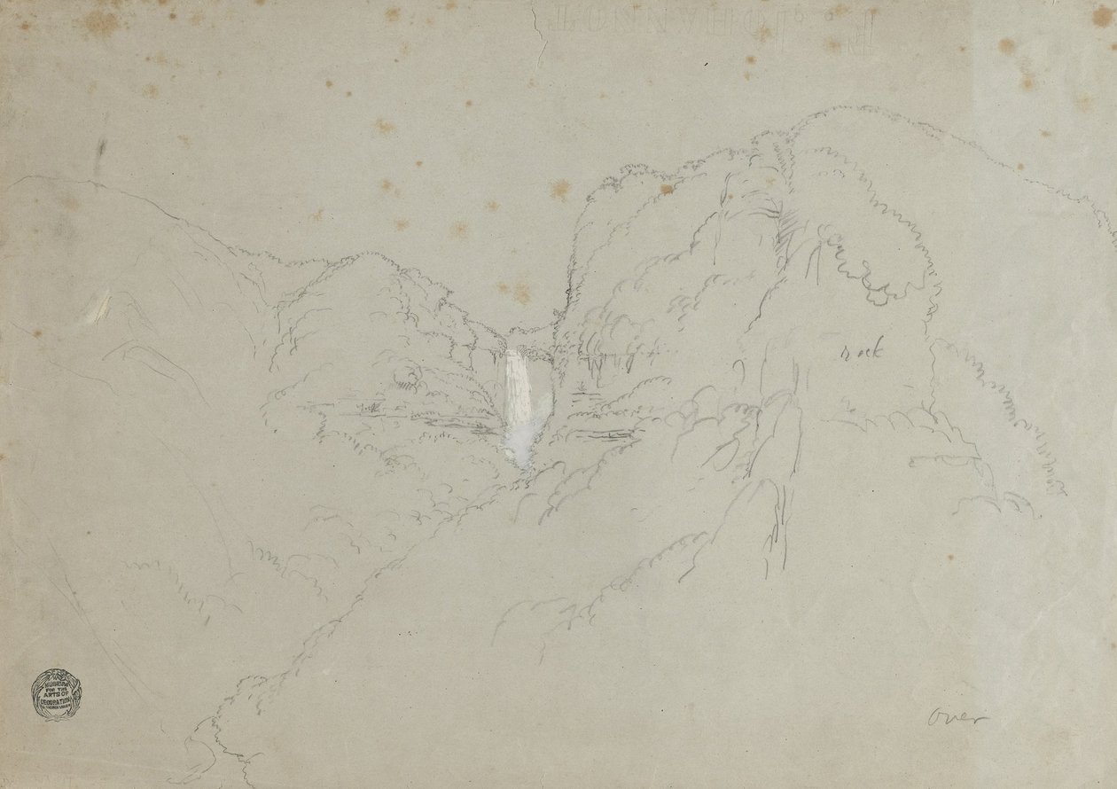 Dibujo. a. Boceto. Cascadas de Tequendama cerca de Bogotá, Colombia. b. Vista de cadenas montañosas distantes. de Frederic Edwin Church