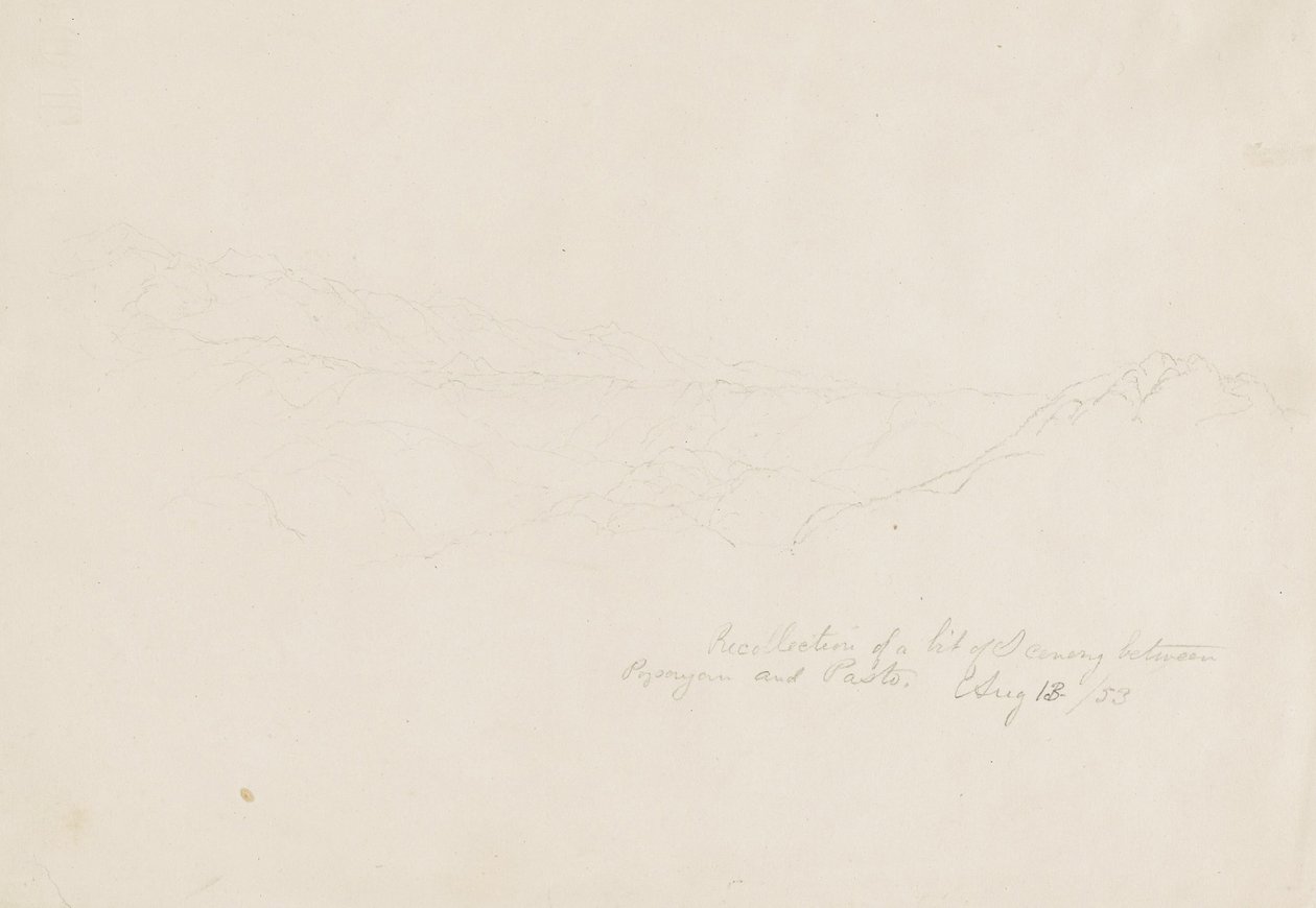 Paisaje montañoso entre Popayán y Pasto, Colombia de Frederic Edwin Church