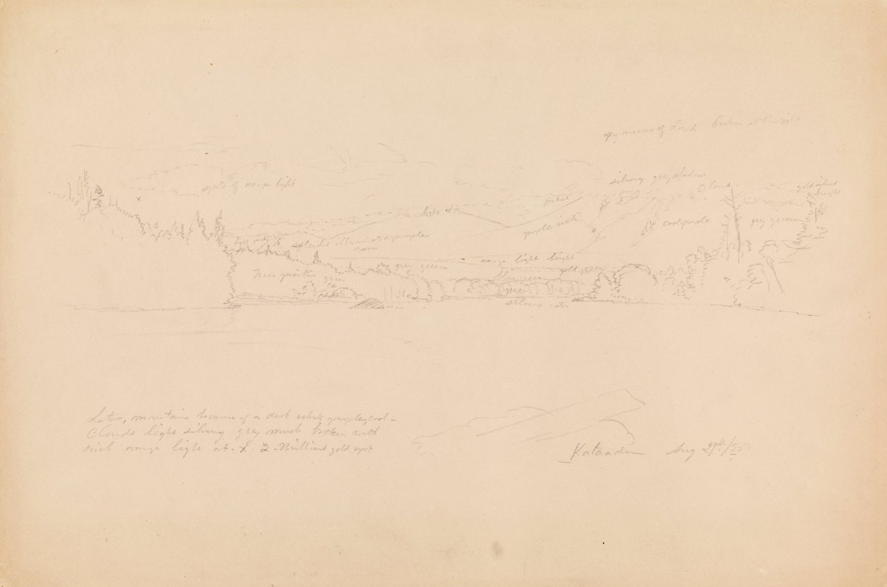 Orilla del lago y estribaciones del Monte Katahdin de Frederic Edwin Church