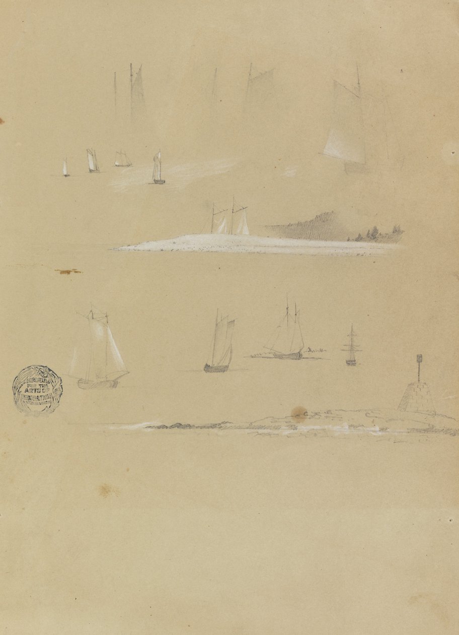 Estudios de barcos de vela y paisajes costeros de Frederic Edwin Church