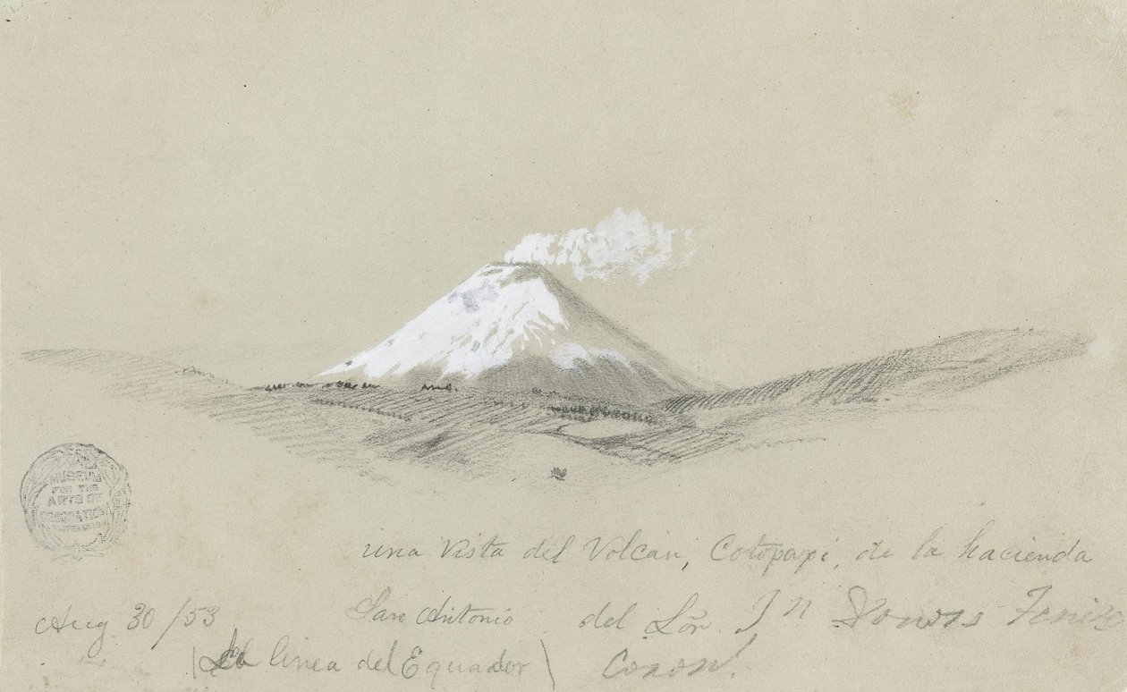 Vista de Cotopaxi desde la Hacienda San Antonio, Ecuador de Frederic Edwin Church
