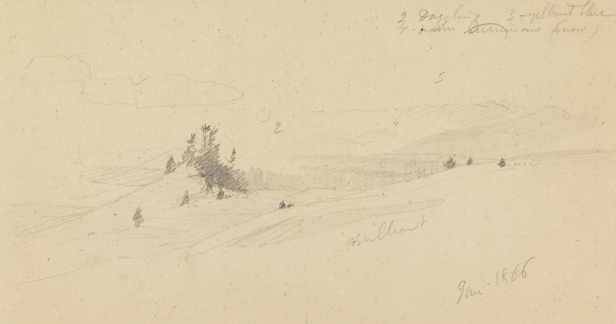 Colina arbolada, valle montañoso, sol de Frederic Edwin Church