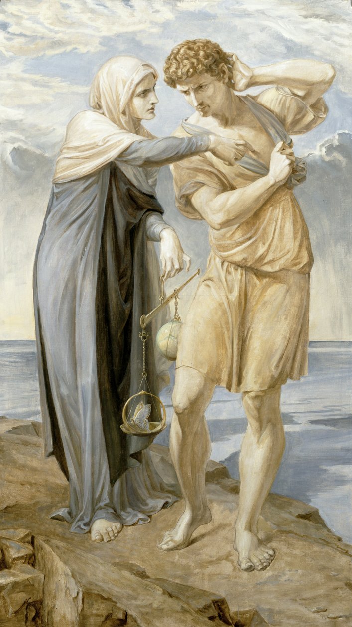 El Hombre Escucha el Llamado de la Conciencia, 1910 de Frederic James Shields