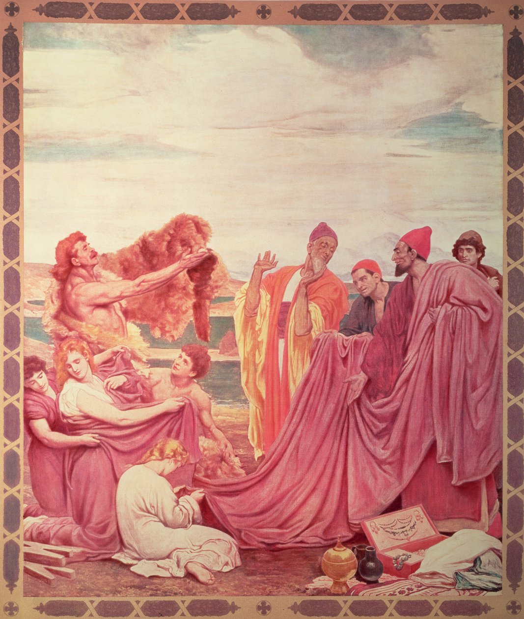 Fenicios comerciando con los primeros británicos, copia de una pintura en la Bolsa Real, publicada en 1895 de Frederic Leighton