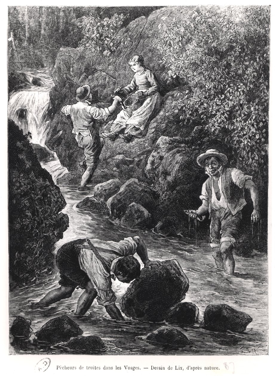 Pescando Truchas en los Vosgos, 1887 de Frederic Theodore Lix