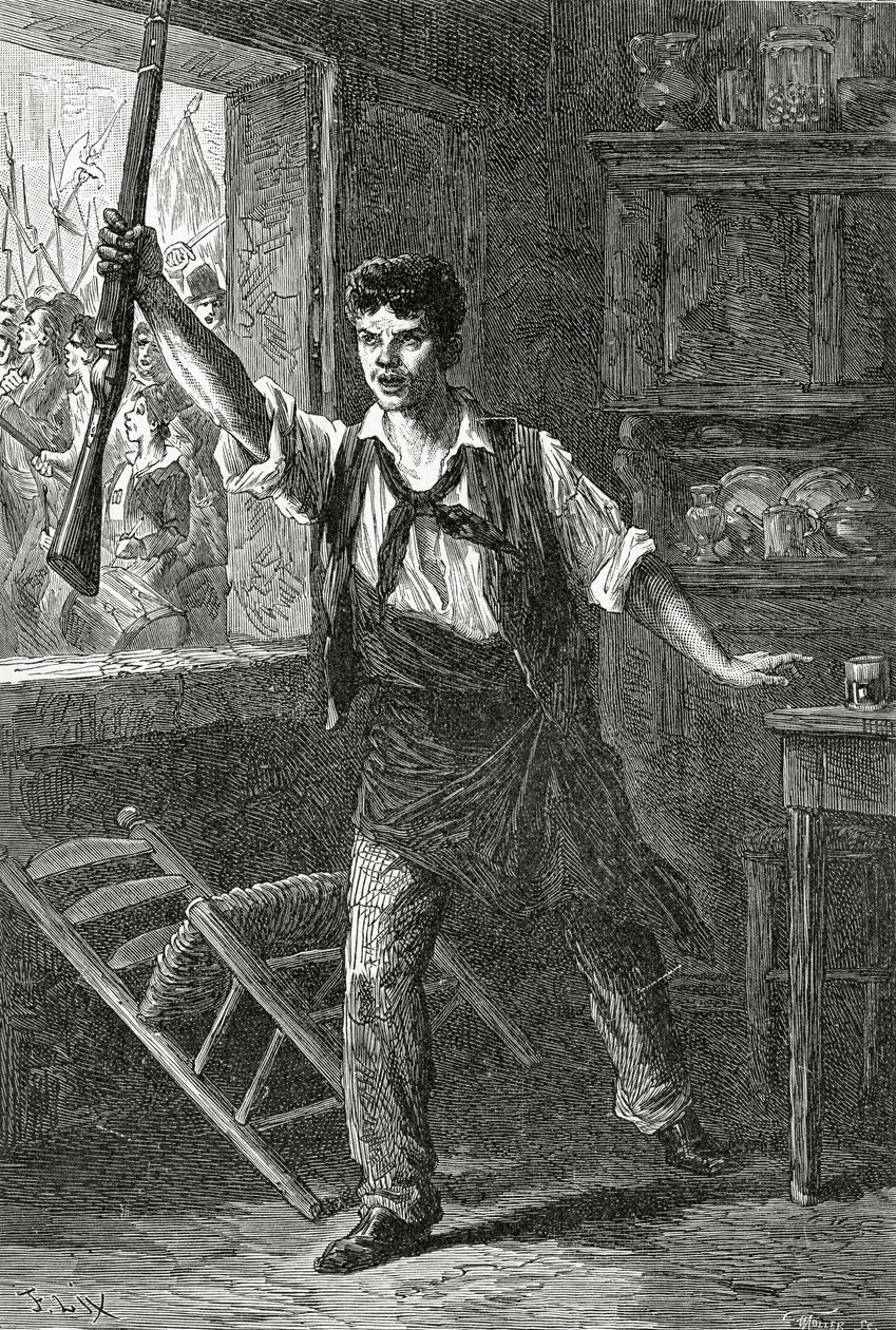 Le Parisien du Faubourg, siglo XIX (grabado en blanco y negro) de Frederic Theodore Lix