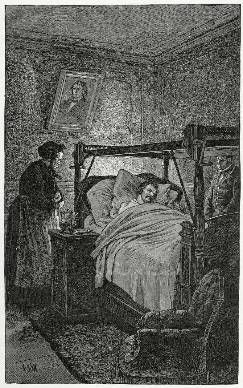 Muerte de Balzac - ilustración de Choses vues, siglo XIX de Frederic Theodore Lix