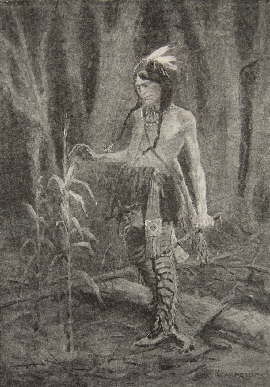 Y vio a un joven acercarse, vestido con ropas verdes y amarillas, de La canción de Hiawatha de Henry Wadsworth Longfellow de Frederic Remington