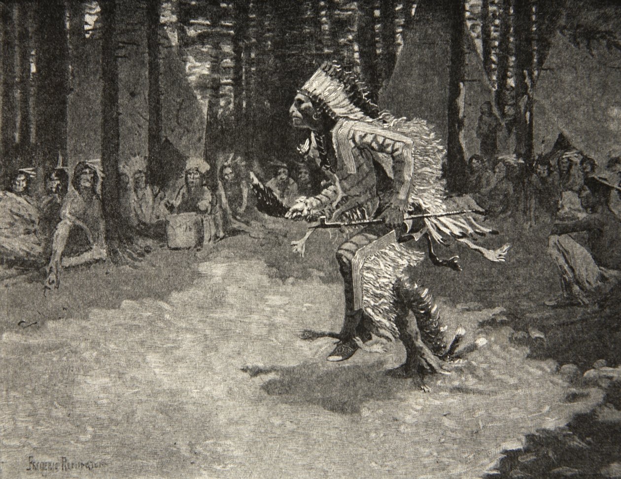 A través de las sombras y la luz del sol, caminando suavemente como un pantera, de La canción de Hiawatha por Henry Wadsworth Longfellow (1807-82), pub. por George G. Harrap und Company Ltd., 1911 de Frederic Remington