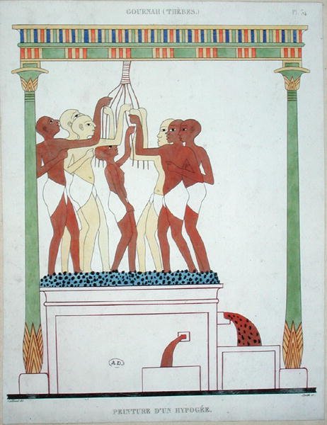 Prensado de uvas, copia de una pintura mural de Tebas, grabado por Smith de Frederic (after) Cailliaud