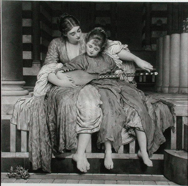 La lección de música, publicada por The Fine Art Society de Frederic (after) Leighton