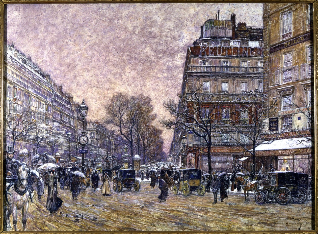 Cruce del Cardenal Lemoine con nieve, París de Frederic Anatole Houbron