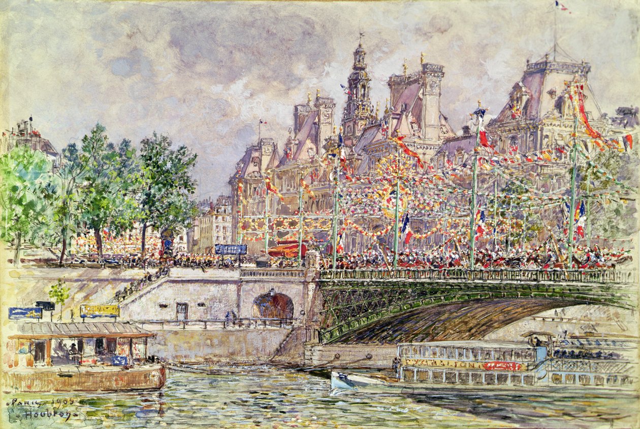 Plaza del Ayuntamiento, París, 14 de julio de 1905 de Frederic Anatole Houbron