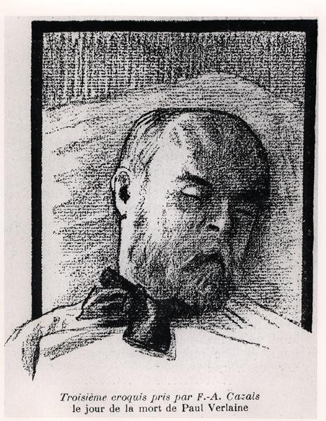 Boceto de Paul Verlaine en su lecho de muerte, de 