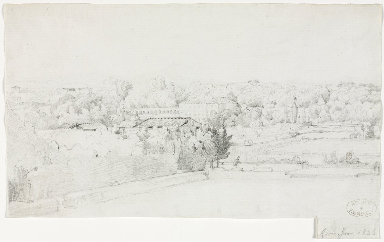 View of the Villa Borghese and its Orangerie from the Villa Medici de Frederic Bourgeois de Mercey