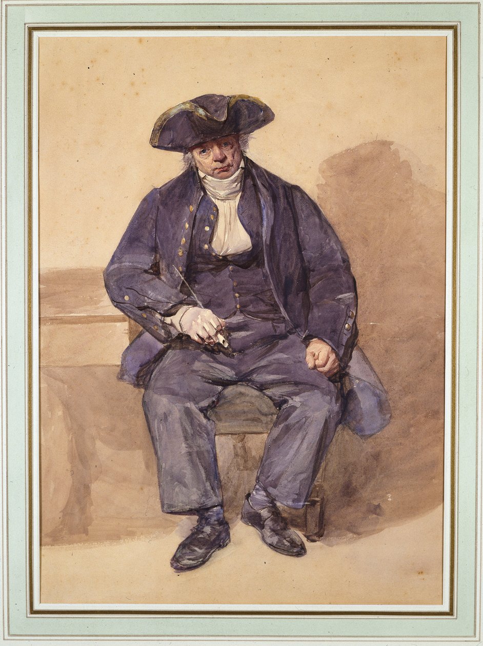 Retrato de John Adams, alias John Wilkinson, contramaestre, 78 años (acuarela) de Frederic Cruikshank