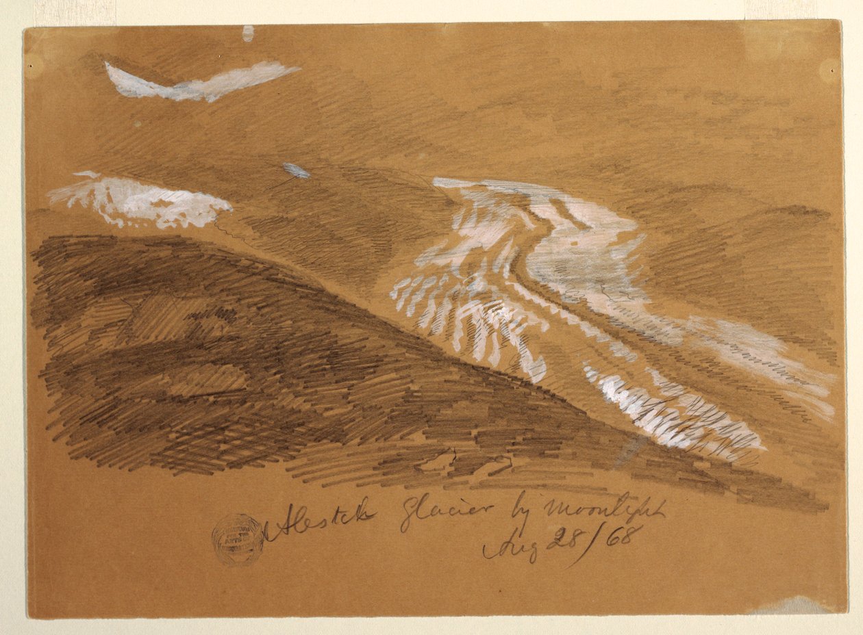 Glaciar Aletsch a la luz de la luna, Alpes Berneses, Suiza de Frederic Edwin Church