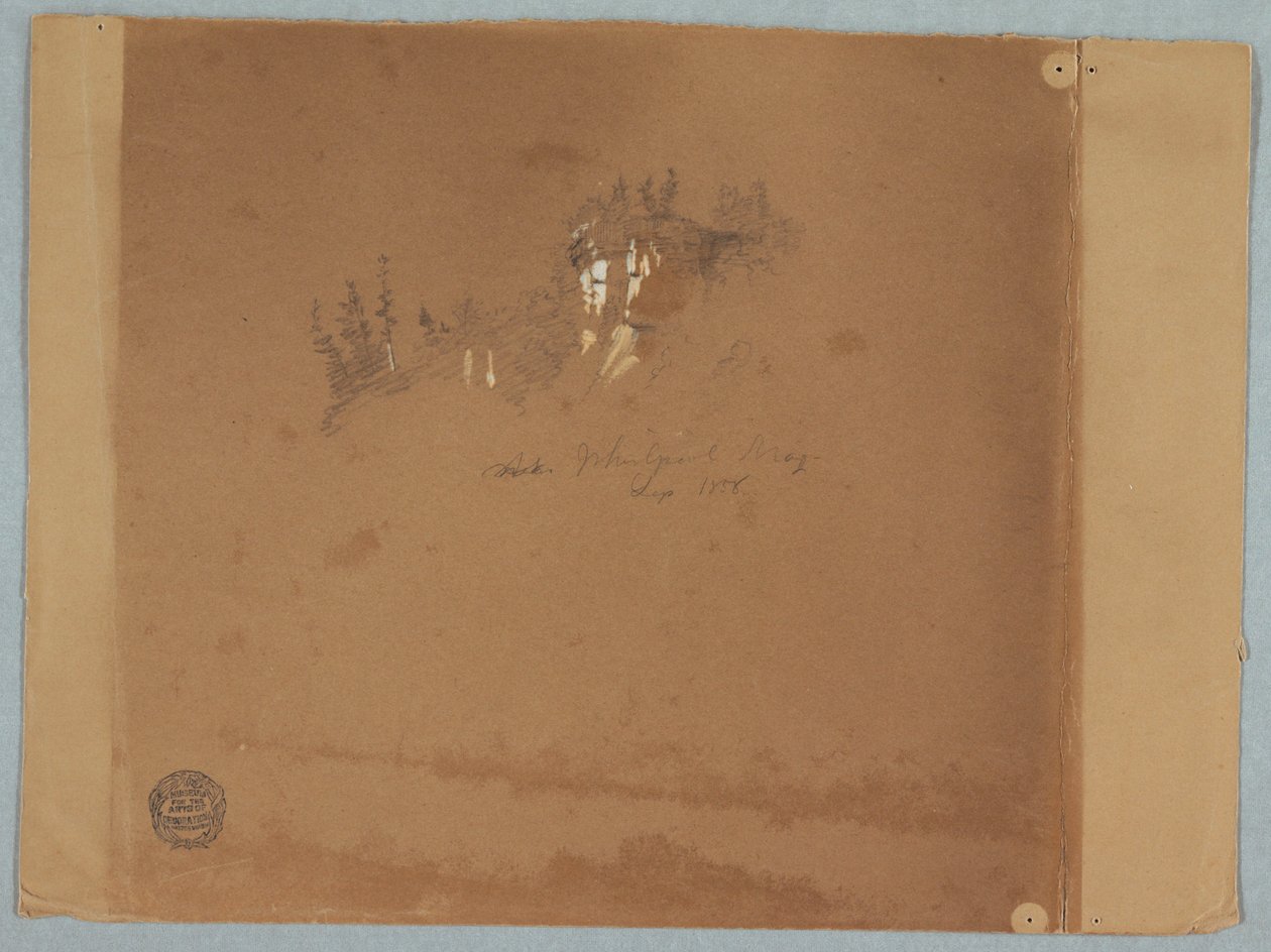 Dibujo
Dibujo, Niágara cerca del Remolino mostrando árboles y una roca, septiembre de 1858 de Frederic Edwin Church