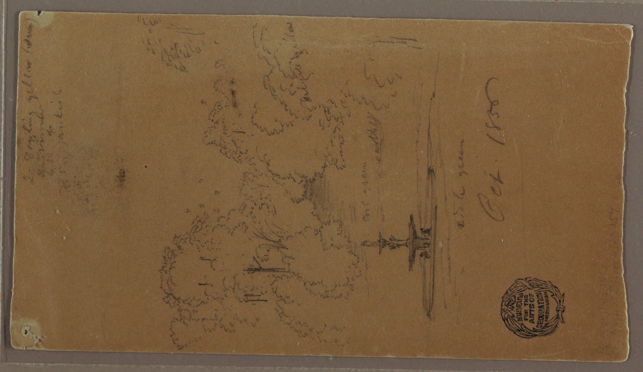 Dibujo, Una fuente en un parque, Cataratas del Niágara, octubre de 1856 de Frederic Edwin Church