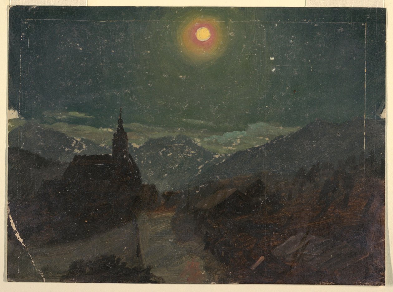 Dibujo, Paisaje alpino nocturno, 1868 de Frederic Edwin Church