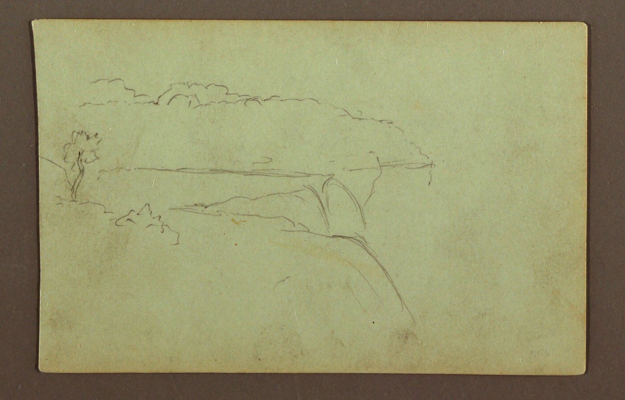 Dibujo, Cataratas americanas bajo un cielo nublado, río Niágara, posiblemente 1856 de Frederic Edwin Church