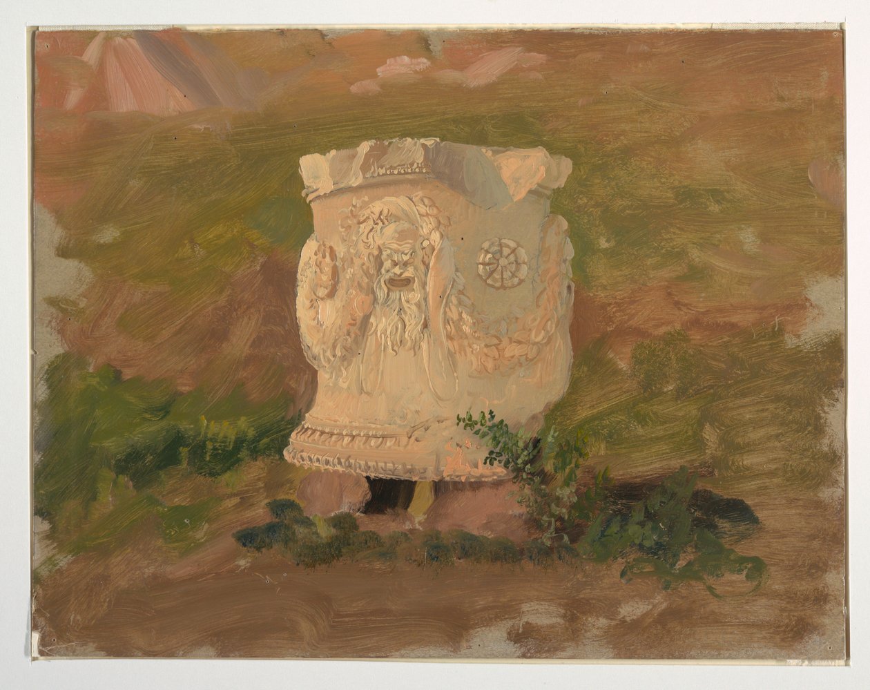 Dibujo, Atenas, escultura en el teatro de Dionisio, abril de 1869 de Frederic Edwin Church