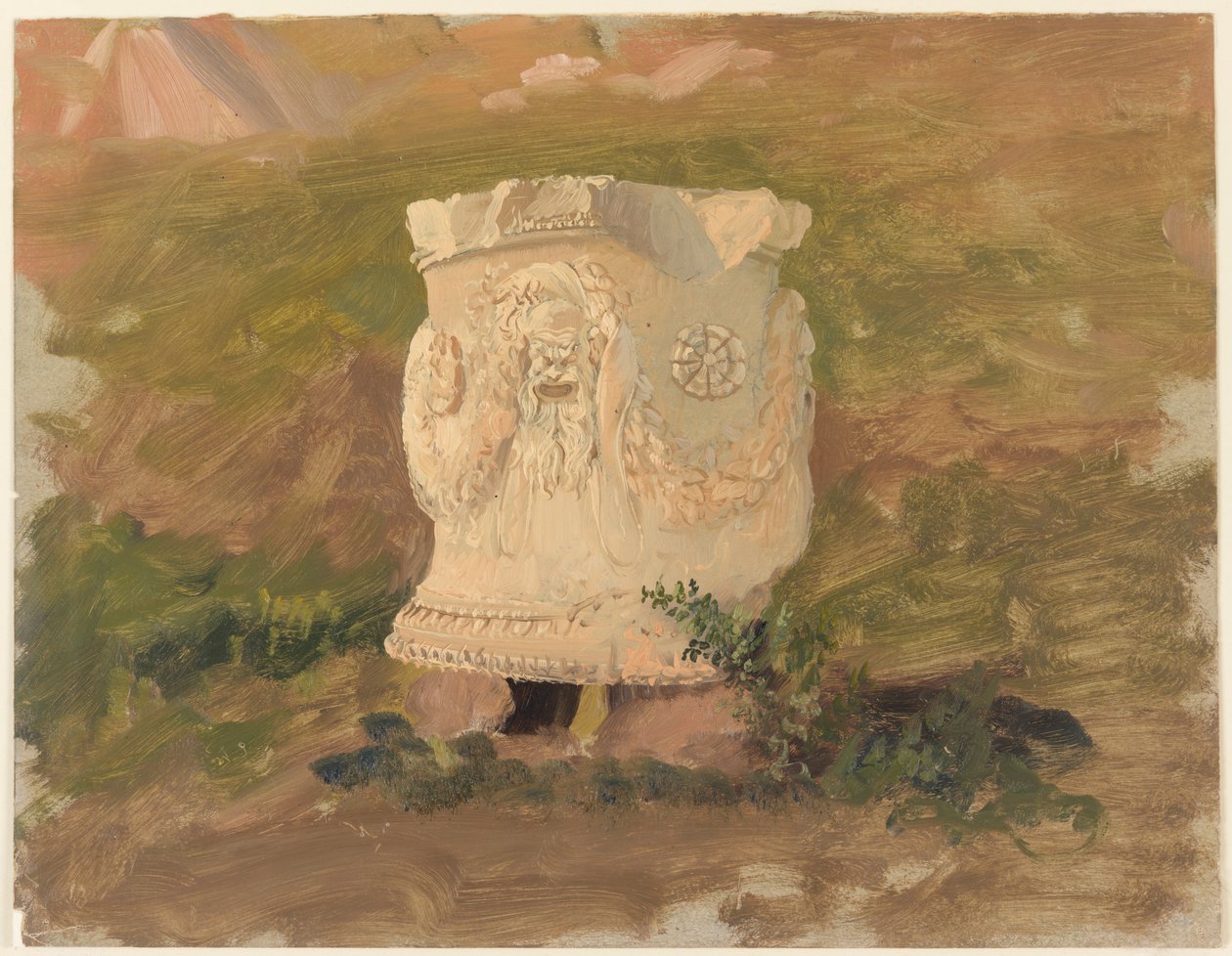 Dibujo, Atenas, escultura en el teatro de Dionisio, abril de 1869 de Frederic Edwin Church