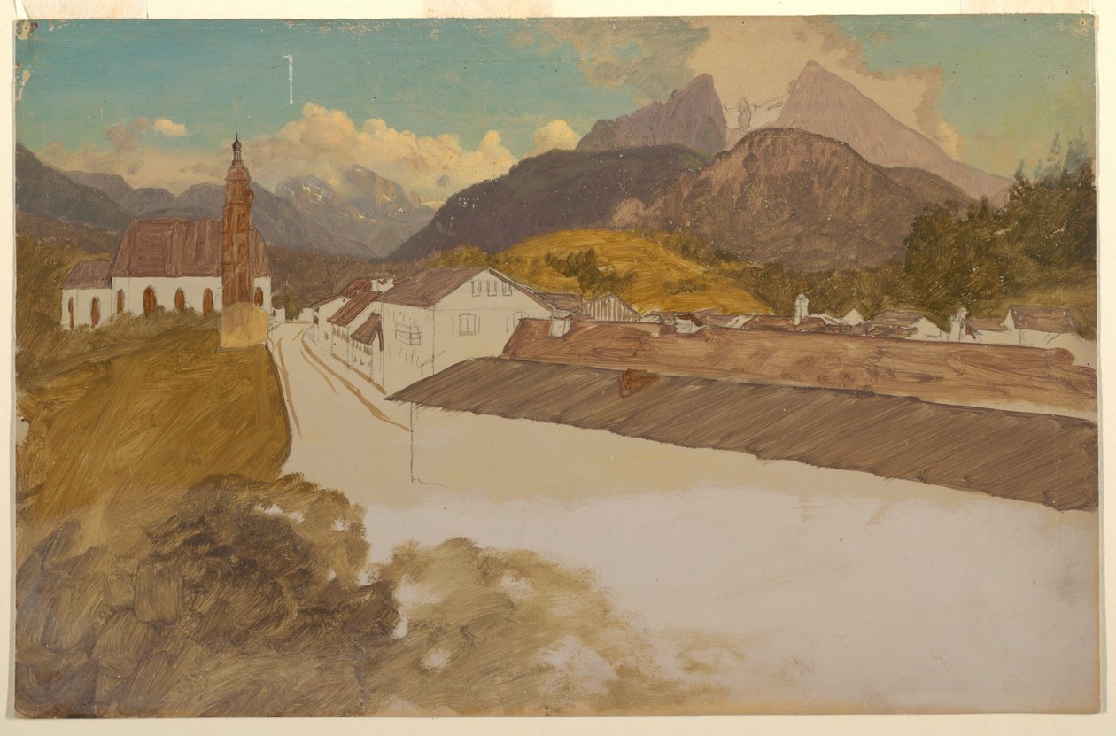 Dibujo, Berchtesgaden, Baviera, vista general, junio de 1868 de Frederic Edwin Church