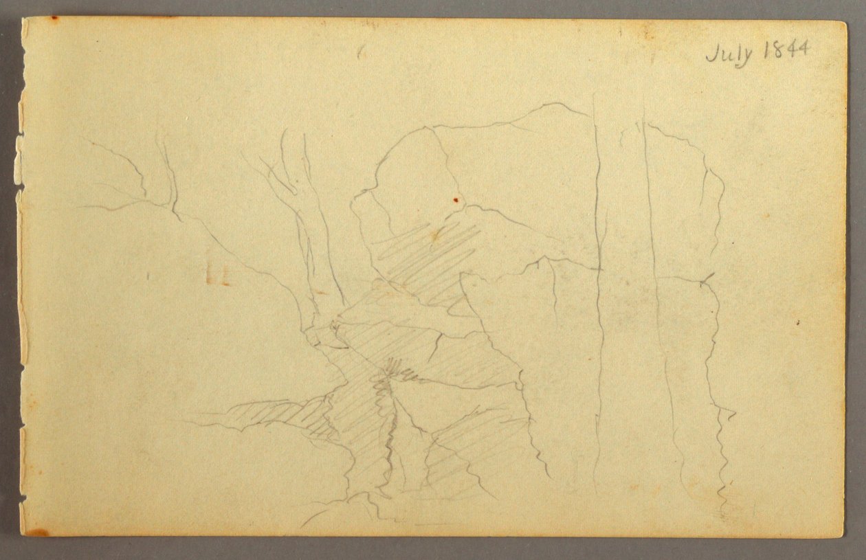 Dibujo, Rocas entre árboles, 1844 de Frederic Edwin Church