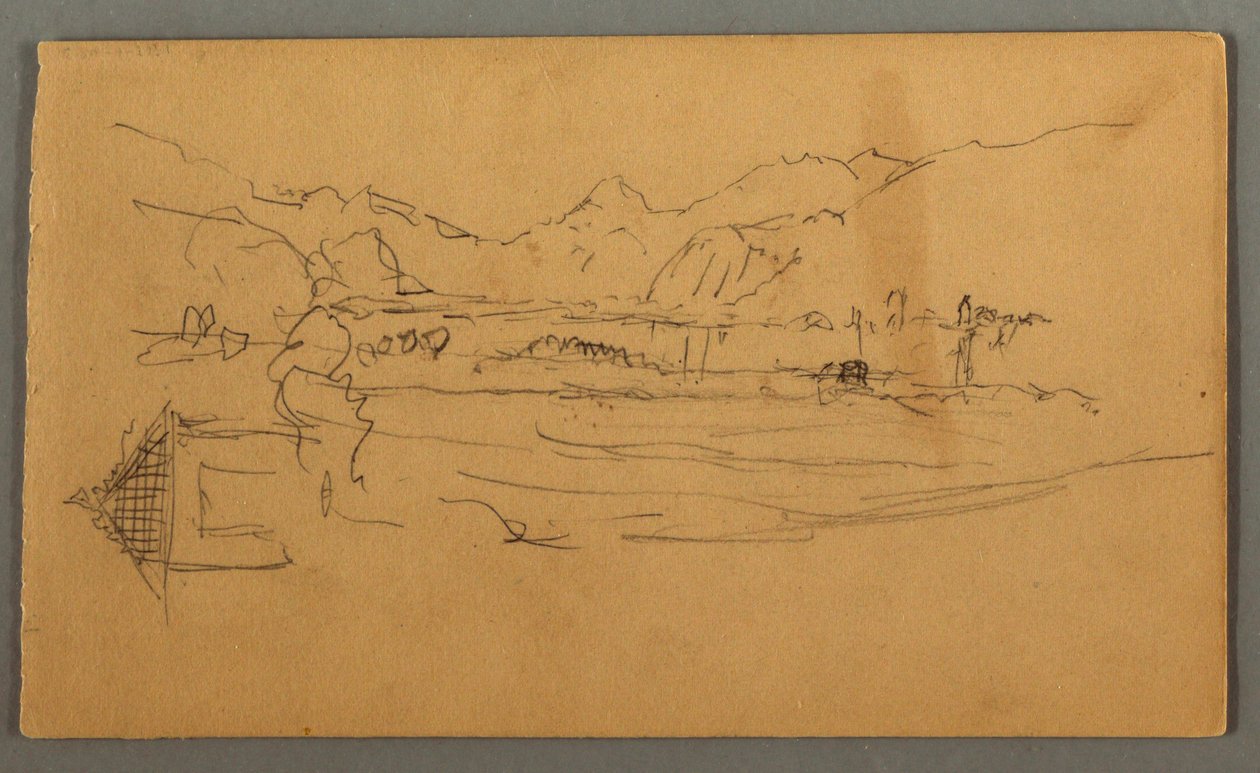 Dibujo, Valle Ancho, Cobertizo, St. Gilgen, Austria, posiblemente 1868 de Frederic Edwin Church