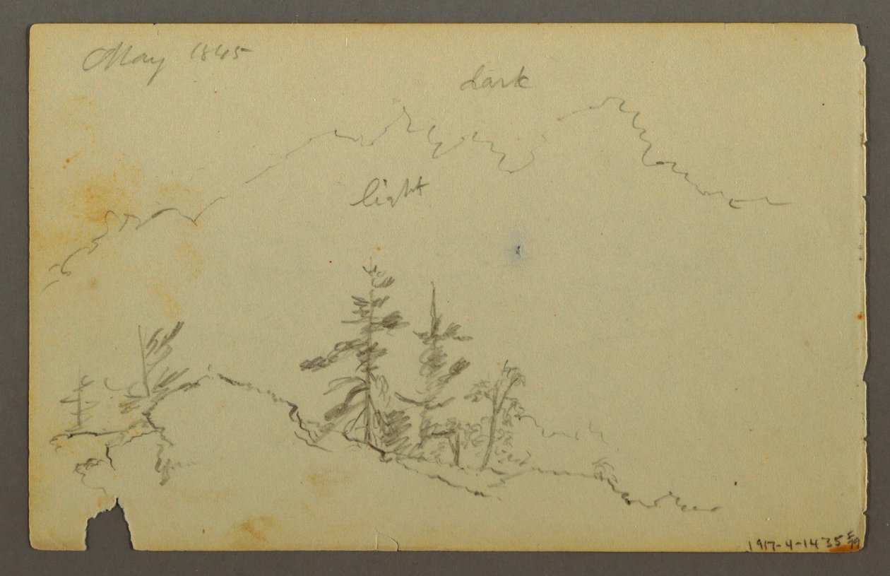 Dibujo, Amplio paisaje ondulado con nubes, 1844 de Frederic Edwin Church