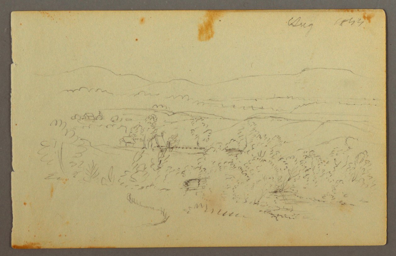 Dibujo, Valle ancho con granjas, 1844 de Frederic Edwin Church