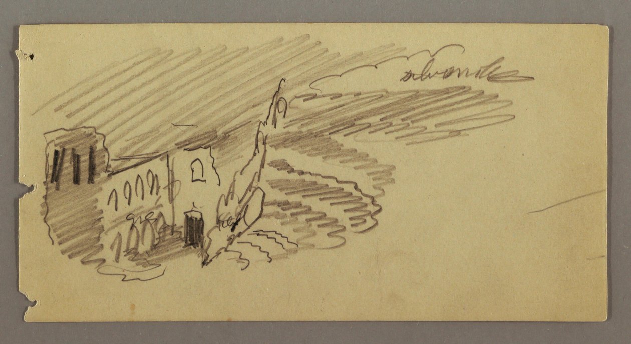 Dibujo, Edificio a la luz de la luna, posiblemente 1869 de Frederic Edwin Church