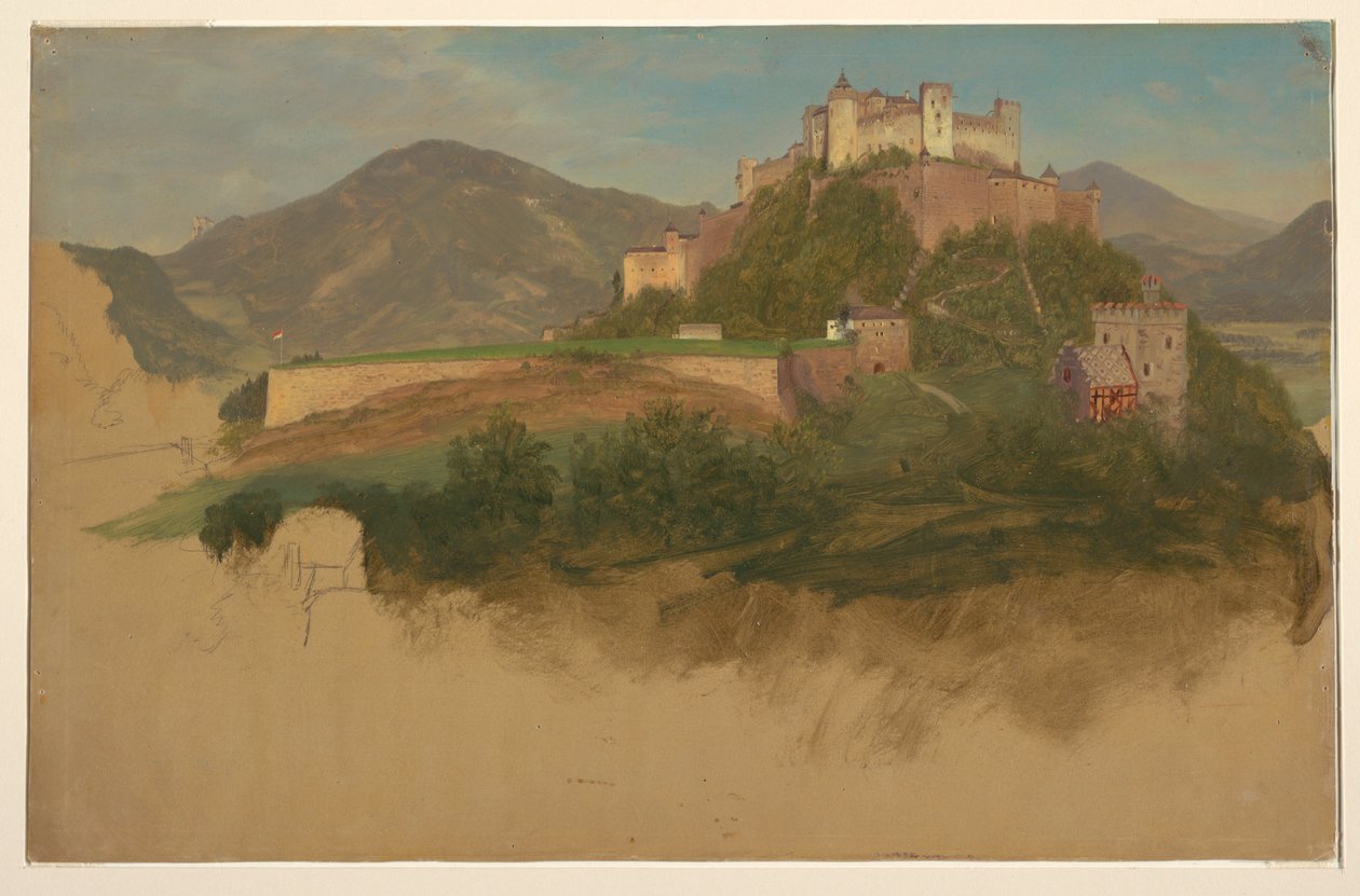 Dibujo, Castillo de Salzburgo, Austria, 1868 de Frederic Edwin Church