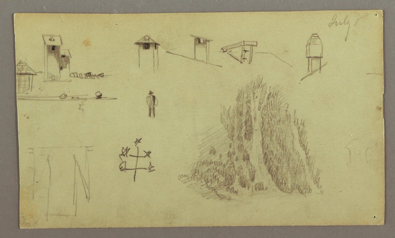 Dibujo, Chimeneas, Cascadas, Figura, etc., Julio posiblemente 1868 de Frederic Edwin Church