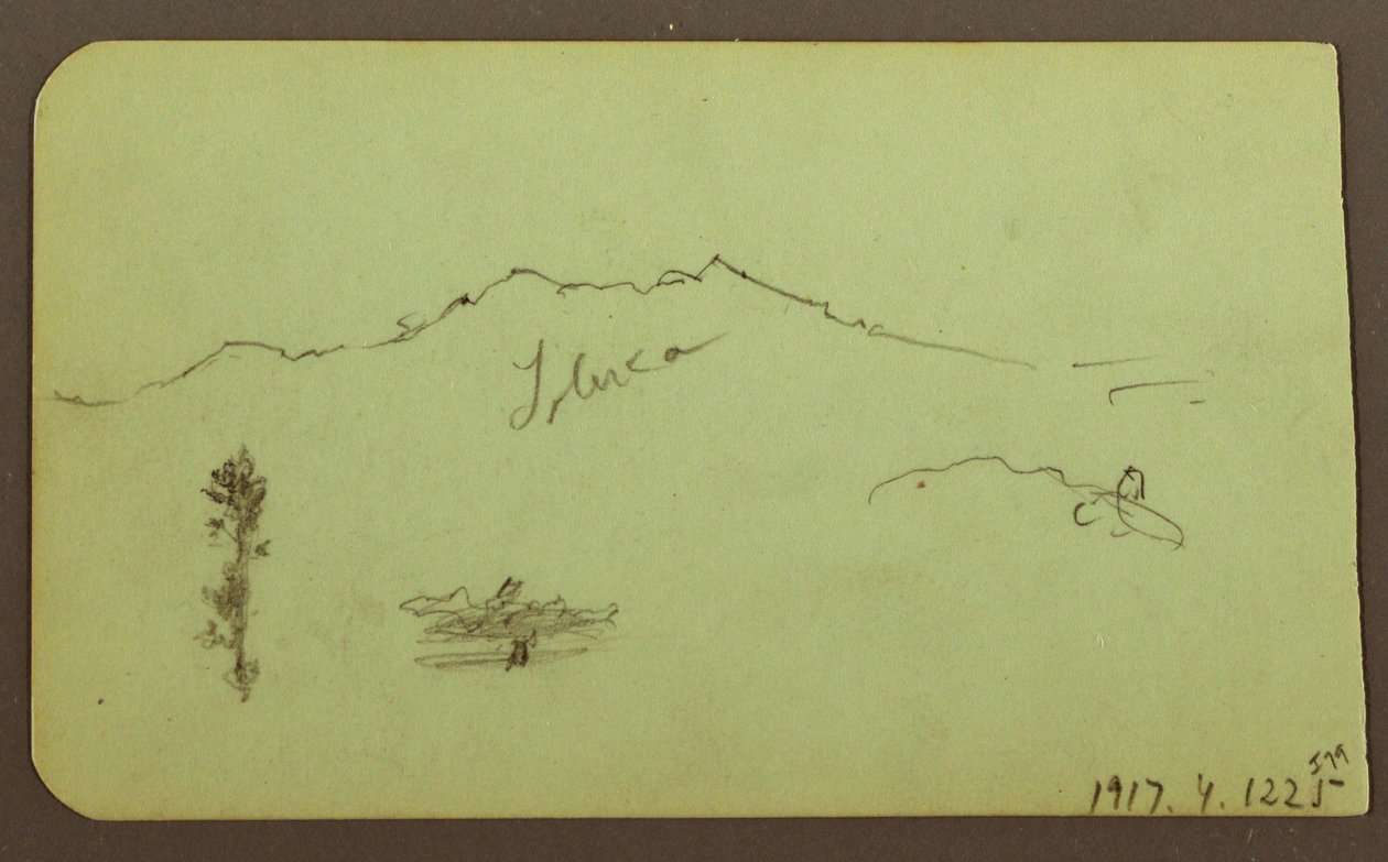 Dibujo, Iglesia; Verso: Paisaje montañoso, "Taluca", 1883 de Frederic Edwin Church