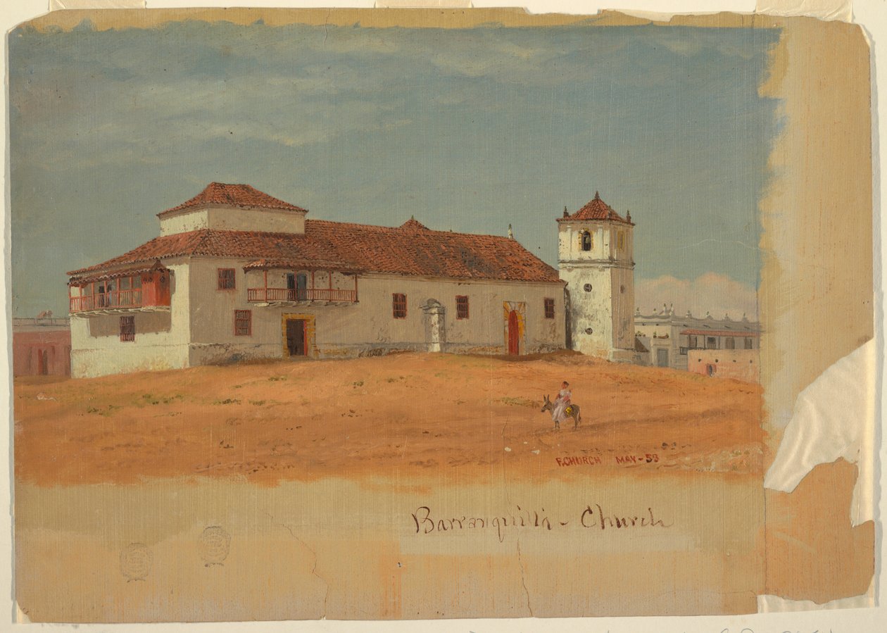 Dibujo, Iglesia de Barranquilla, Colombia, mayo de 1853 de Frederic Edwin Church