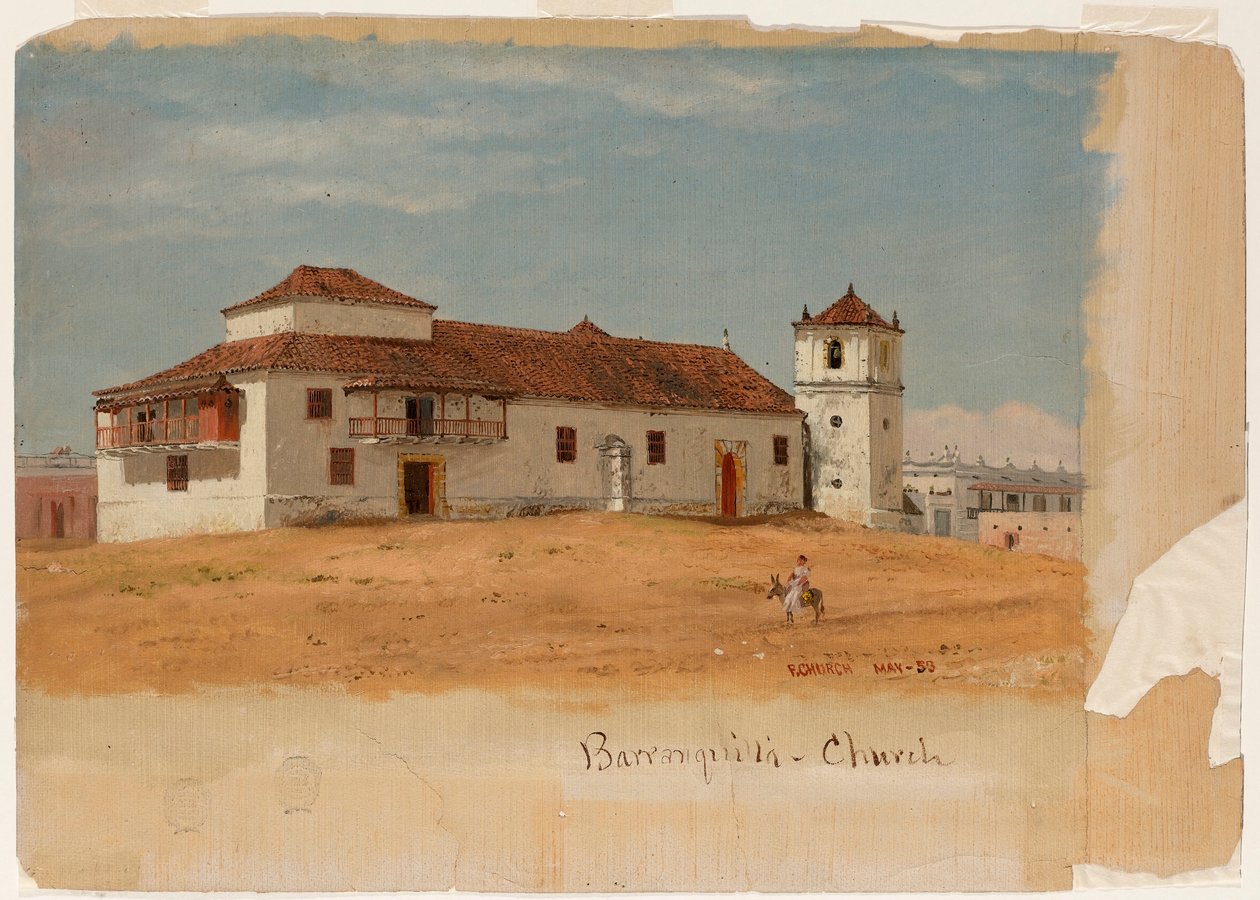 Dibujo, Iglesia de Barranquilla, Colombia, mayo de 1853 de Frederic Edwin Church