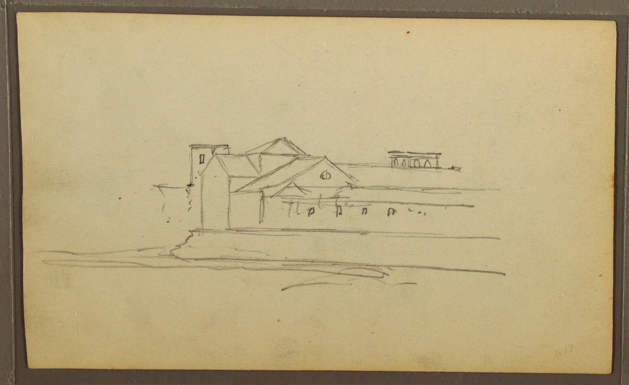 Dibujo, Iglesia, torres; Verso: Figuras en canoa, Bocetos botánicos, 1857 de Frederic Edwin Church