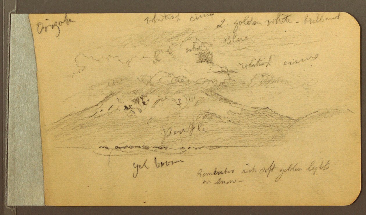 Dibujo, Montañas cubiertas de nubes, 1889 de Frederic Edwin Church