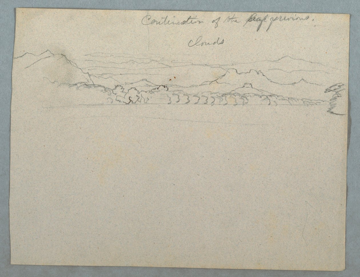 Dibujo, Paisaje montañoso sudamericano cubierto de nubes visto junto a una bahía, 2ª parte , 1853, probablemente mayo de Frederic Edwin Church