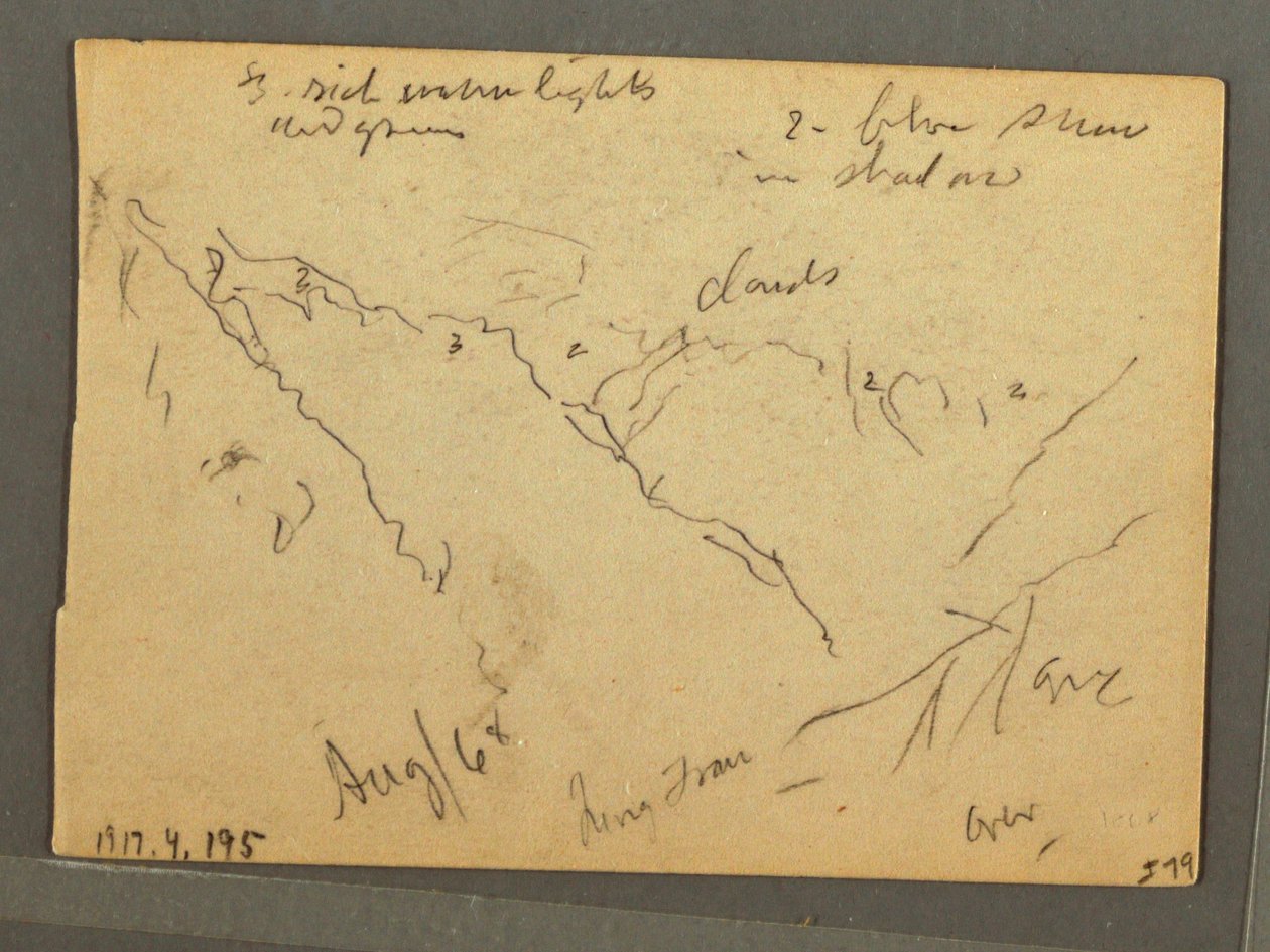 Dibujo, Jungfrau cubierto de nubes, Interlaken, Suiza, agosto de 1868 de Frederic Edwin Church