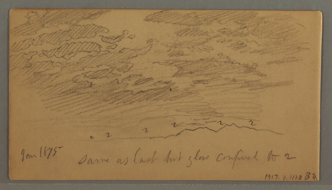 Dibujo, Nube sobre las colinas, enero de 1875 de Frederic Edwin Church