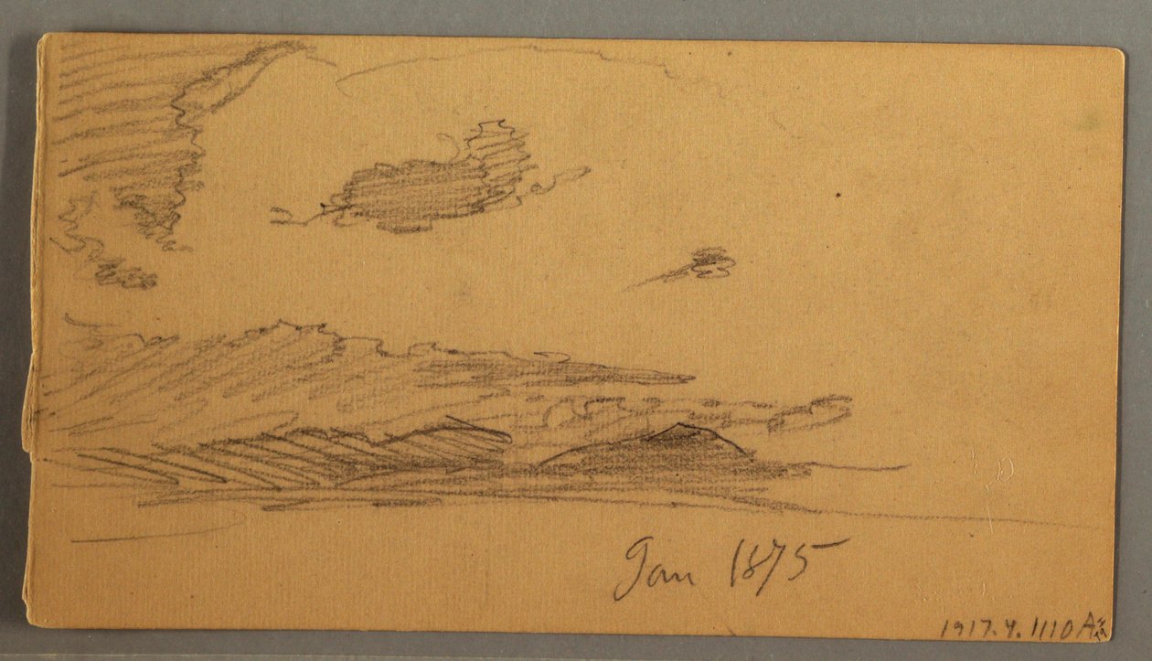 Dibujo, Nube sobre colinas, posiblemente 1875 de Frederic Edwin Church