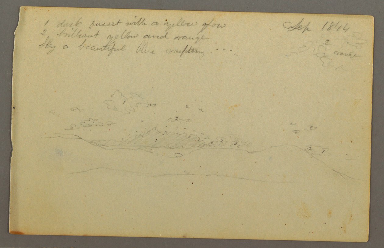 Dibujo, Estudio de nubes, ladera, 1844 de Frederic Edwin Church