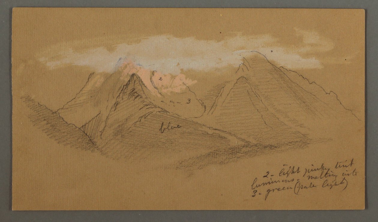 Dibujo, Nubes sobre picos montañosos, posiblemente 1868 de Frederic Edwin Church