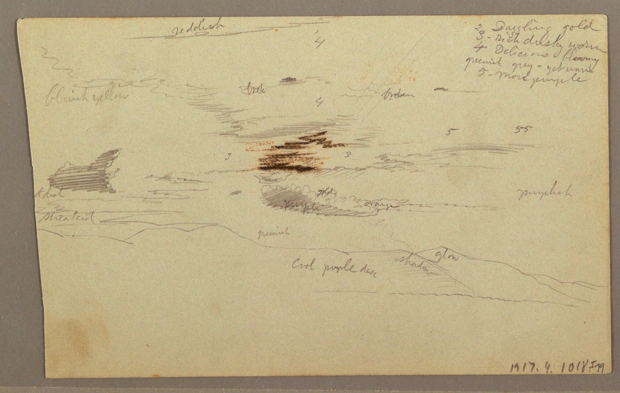 Dibujo, Nubes sobre la cordillera, 1863 de Frederic Edwin Church