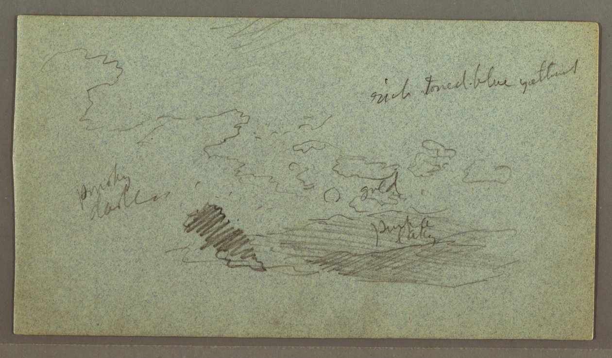 Dibujo, Nubes sobre cordillera, sol bajo, posiblemente 1874 de Frederic Edwin Church