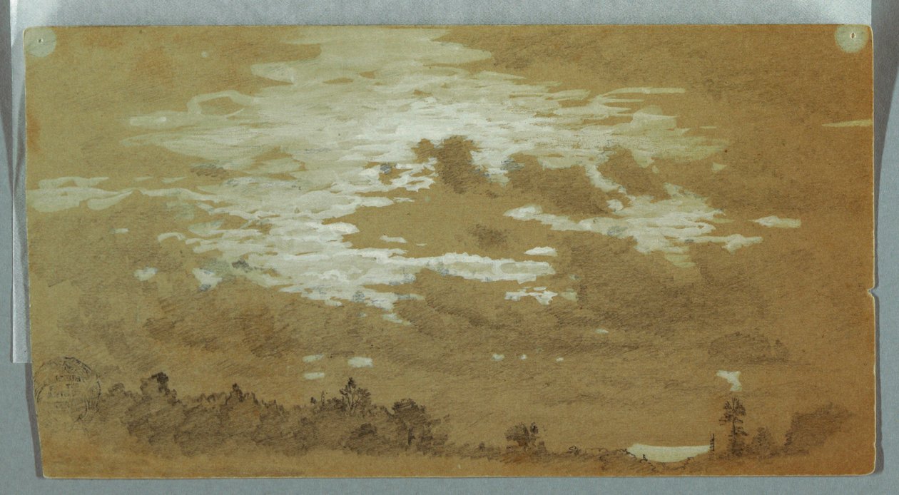 Dibujo, Cielo nublado sobre una cresta boscosa, Niágara, posiblemente 1858 de Frederic Edwin Church