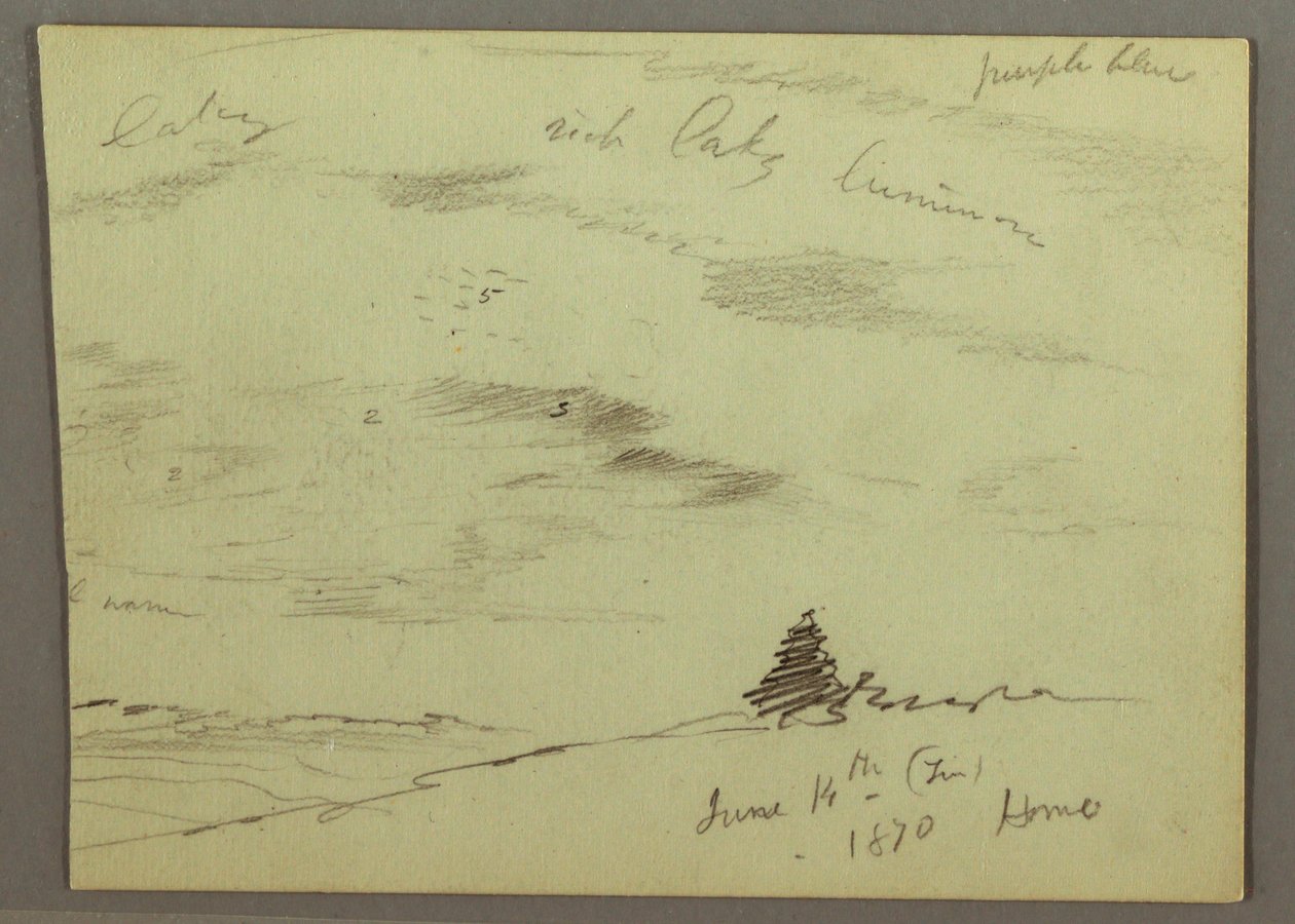 Dibujo, Cielo nublado, ladera, 1870 de Frederic Edwin Church